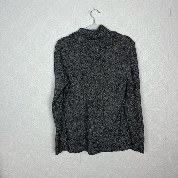 Calvin Klein Cowl Turtleneck Sweater Grey Heathered Ribbed Casual Sweatshirt - Picture 4 of 5